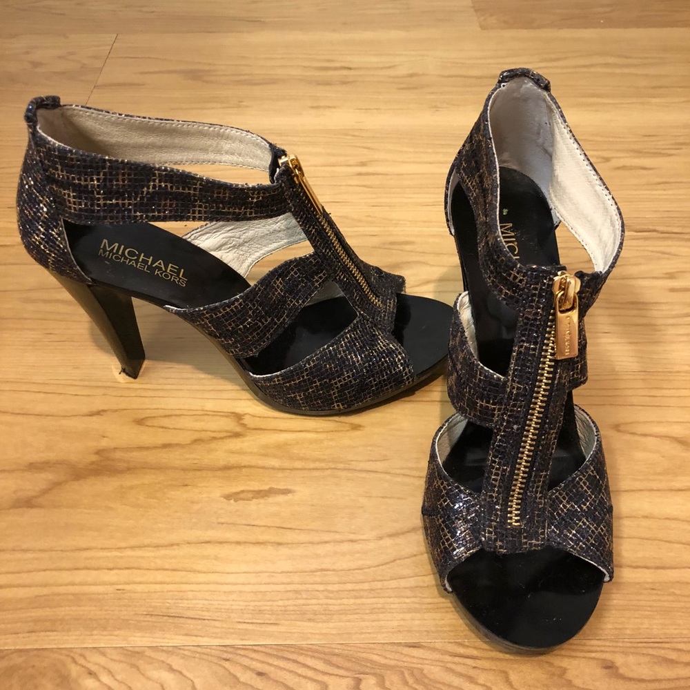 Michael Kors black and gold sandals